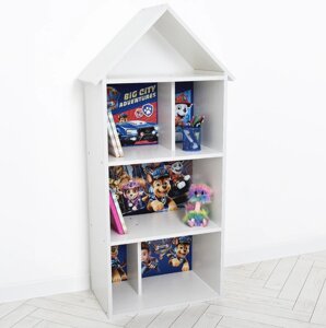 Будиночок стелаж полку Дитяча дерев'яна для іграшок і книг H 2020-22-1 "Щенячий патруль" білий