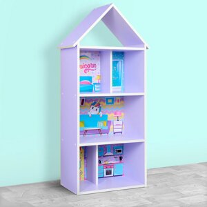 Будиночок-стелаж-полиця для іграшок і книг H 2020-1-2 фіолетовий єдиноріг
