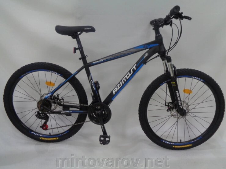 Дорослий спортивний гірський велосипед AZIMUT AQVA колеса 29 дюймів GFRD / SHIMANO / рама 19" / чорно-синій від компанії Мір товарів - фото 1
