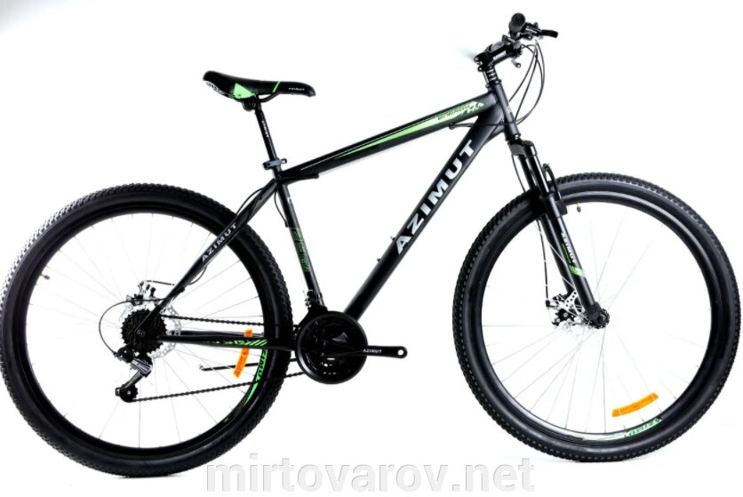 Дорослий спортивний гірський велосипед AZIMUT ENERGY колеса 26 дюймів GFRD / рама 21"/ SHIMANO / чорно-зелений від компанії Мір товарів - фото 1