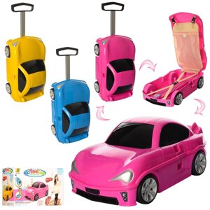 Дорожній чемодан-машина для дітей Bambi MK 1211 синій, рожевий, жовтий