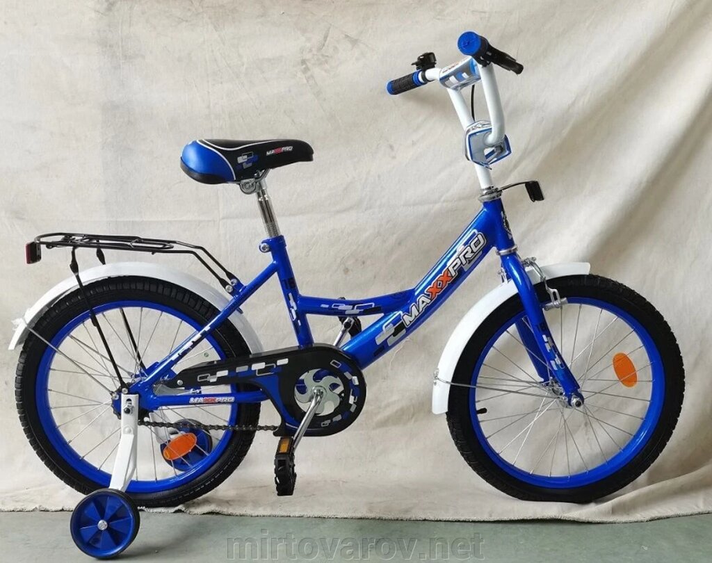 Двоколісний дитячий велосипед 14 дюймів MAXXPRO-N14-6 з доповнювач. колесами/для хлопчика синій від компанії Мір товарів - фото 1