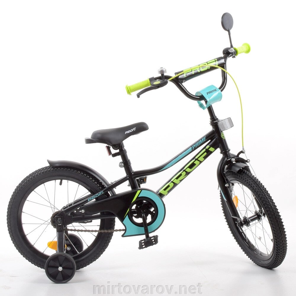 Двоколісний дитячий велосипед 16 дюймів PROFI Y16224-1 Prime з додатковими колесами / чорний (матовий)** від компанії Мір товарів - фото 1