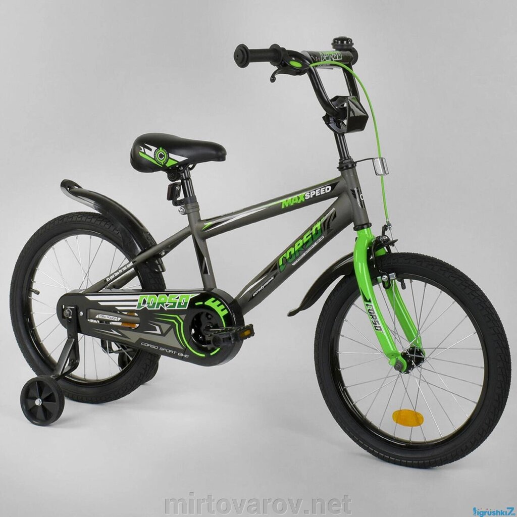 Двоколісний дитячий велосипед 18 дюймів CORSO EX-18 N 3305 сірий від компанії Мір товарів - фото 1