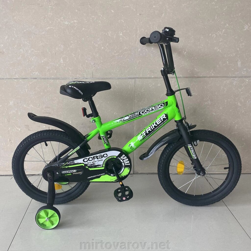 Двоколісний дитячий велосипед 18 дюймів CORSO EX-18704 Striker з доповнить. колесами/ салатовий від компанії Мір товарів - фото 1