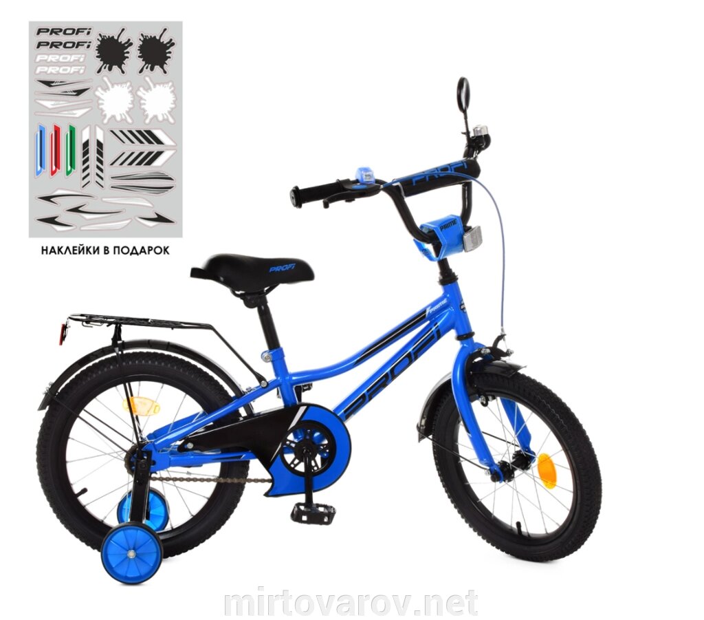 Двоколісний дитячий велосипед 18 дюймів PROFI Y18223-1 Prime з додатковими колесами / синій** від компанії Мір товарів - фото 1