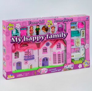 Двоповерховий музичний будиночок для ляльок 8032 Ляльковий з аксесуарами рожевий