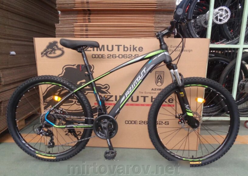 Гірський спортивний дорослий велосипед Azimut Nevada (Азимут Невада) 29 дюймів рама 17 чорно-зелений від компанії Мір товарів - фото 1