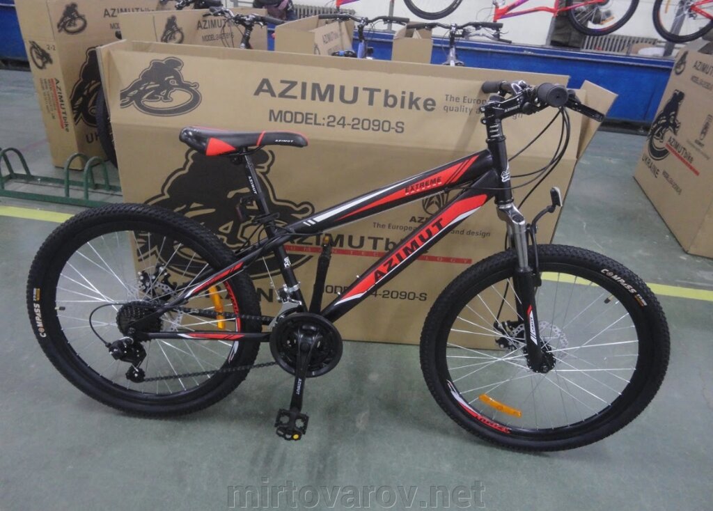 Гірський спортивний однопідвісний велосипед AZIMUT Extreme 26 дюйми GFRD / SHIMANO / чорно-червоний від компанії Мір товарів - фото 1