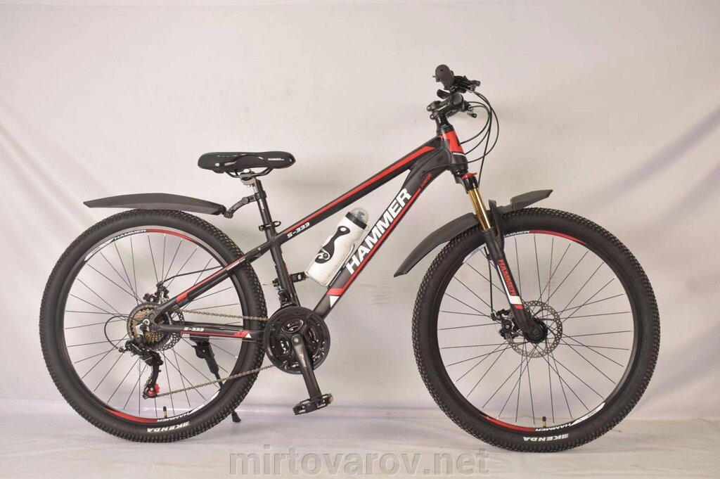 Гірський велосипед 24 дюйми Hammer-Junior S-333 з пляшкою, чорно-червоний від компанії Мір товарів - фото 1