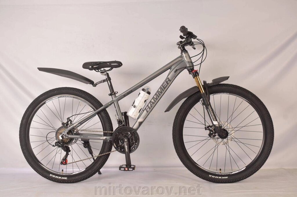 Гірський велосипед 24 дюйми Hammer-Junior S-333 з пляшкою, сірий від компанії Мір товарів - фото 1