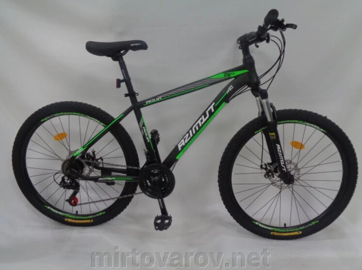 Гірський велосипед AZIMUT AQUA колеса 27.5 дюймів GFRD / SHIMANO / рама 17" / чорно-зелений від компанії Мір товарів - фото 1