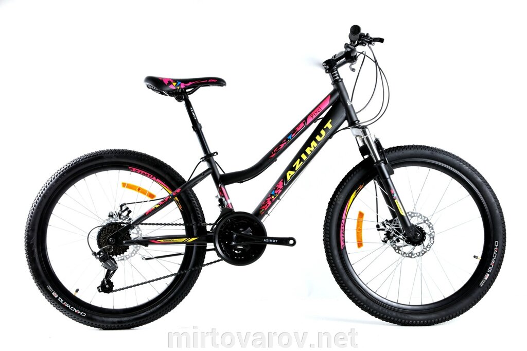 Гірський велосипед AZIMUT Pixel 24 дюймів GFRD / рама 12" / чорно-рожевий від компанії Мір товарів - фото 1