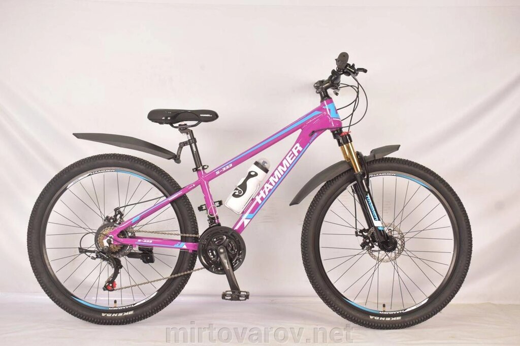 Гірський жіночий велосипед 24 дюйми Hammer-Junior S-333 з пляшкою, рожевий від компанії Мір товарів - фото 1