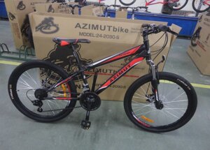 Гірський спортивний однопідвісний велосипед AZIMUT Extreme 26 дюйми GFRD / SHIMANO / чорно-червоний