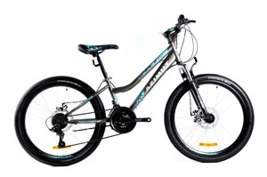 Гірський велосипед AZIMUT Pixel 24 дюймів GFRD сіро-бірюзовий