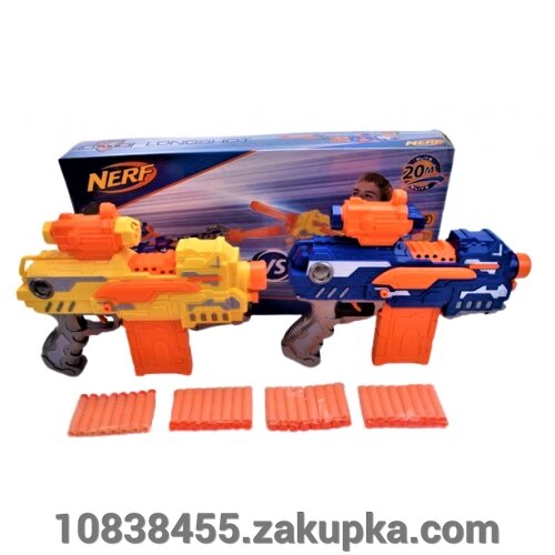 Іграшковий автомат Бластер NERF 012 з м'якими поролоновими кулями на присосках. У НАБОРІ 2 Бластери! від компанії Мір товарів - фото 1