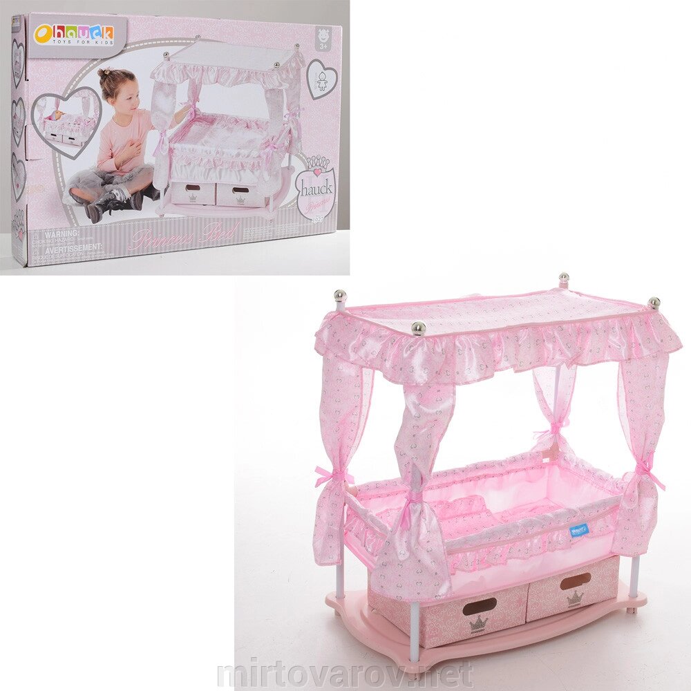 Іграшковий ляльковий манеж ліжко для ляльок HAUCK D90416 з балдахіном рожева** від компанії Мір товарів - фото 1