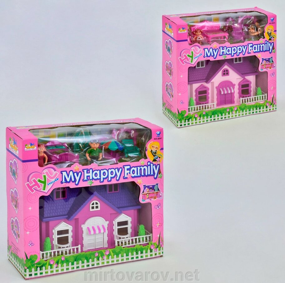 Ігровий будиночок для ляльок "My Happy Family" 8041 ляльковий Дім двоповерховий із меблі та аксесуарами / рожевий від компанії Мір товарів - фото 1