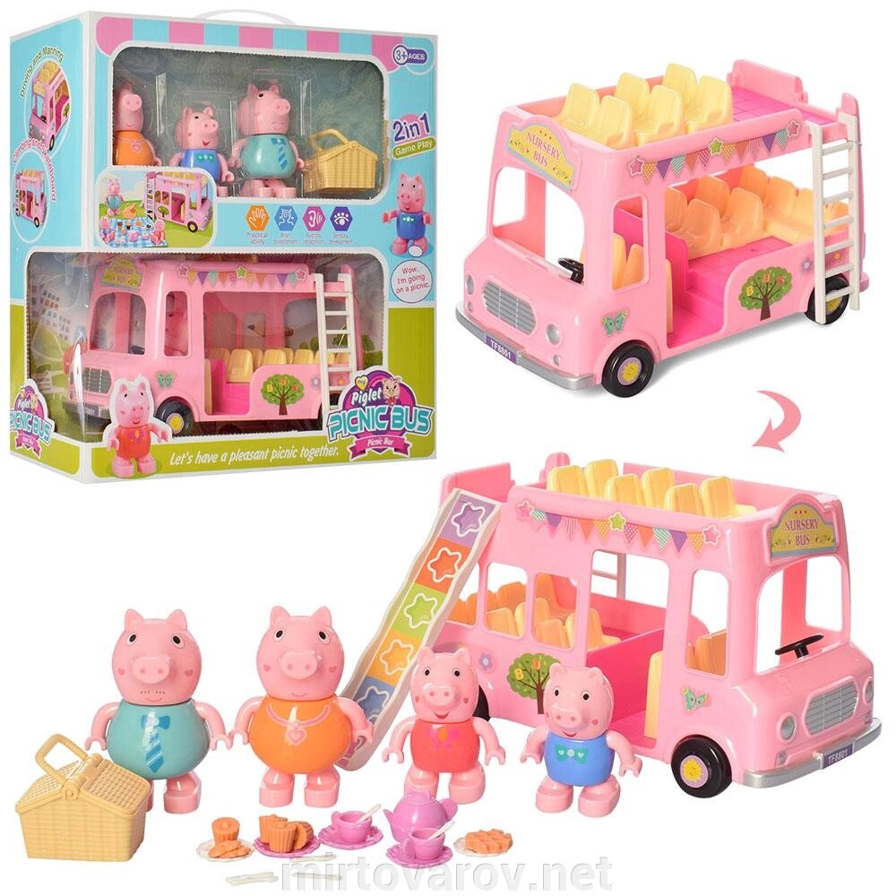 Ігровий набір Автобус з фігурками Y9916 Свинка Пеппа "Пікнік" та аксесуари від компанії Мір товарів - фото 1