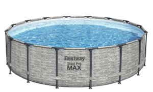 Каркасний круглий басейн BESTWAY 5619E розмір 488-122 см з картриджним фільтр-насосом Драбинкою і Кришкою