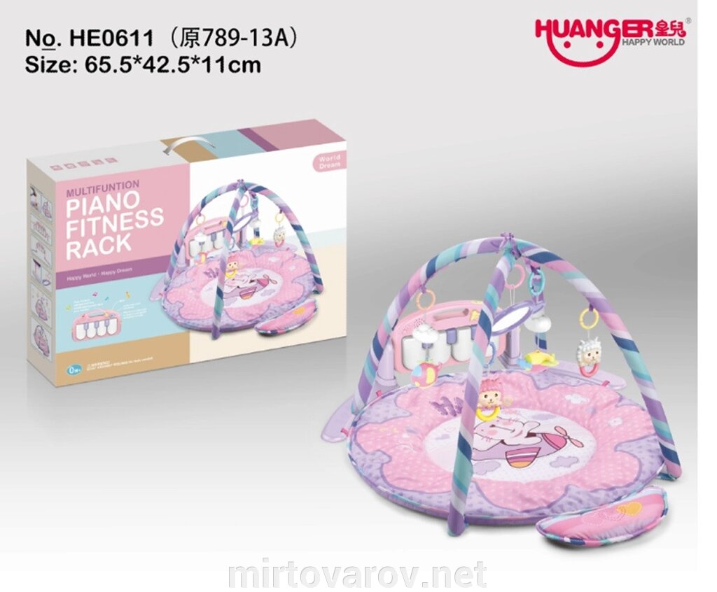 Килимок для немовляти з музичною панеллю дугою HE 0611, рожевий від компанії Мір товарів - фото 1