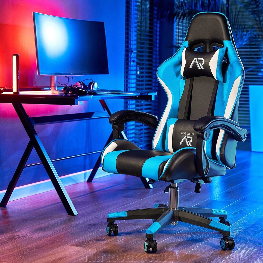 Комп'ютерне крісло для геймера JUMI ARAGON TRICOLOR BLUE від компанії Мір товарів - фото 1