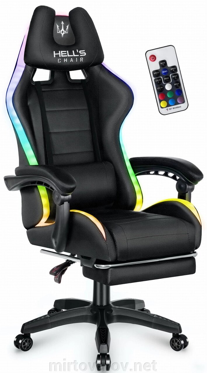 Комп'ютерне крісло Hell's HC-1039 LED RGB (тканина) від компанії Мір товарів - фото 1