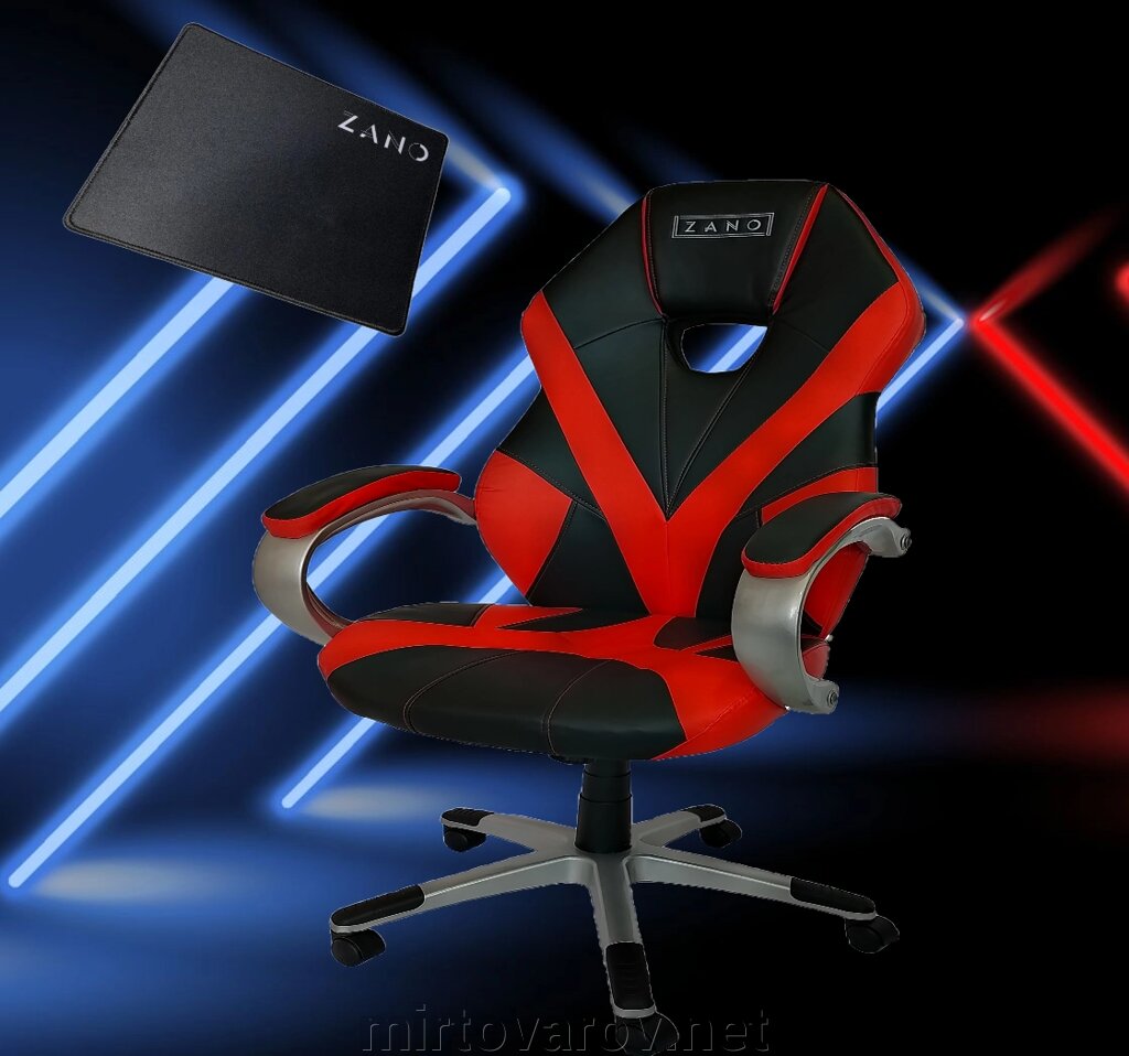 Комп'ютерне крісло ZANO RACER RED + оригінальний килимок для миші! від компанії Мір товарів - фото 1