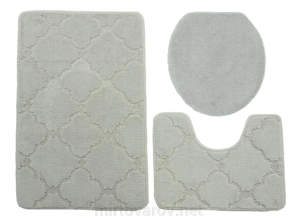 Комплект килимків для ванної та туалету KONTRAST MALTA light gray від компанії Мір товарів - фото 1