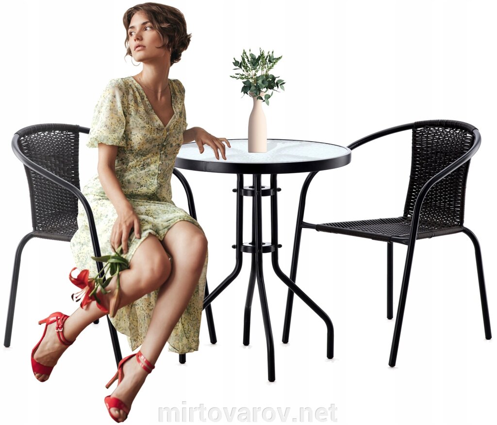 Комплект садових меблів Jumi Bistro-2 круглий стіл від компанії Мір товарів - фото 1