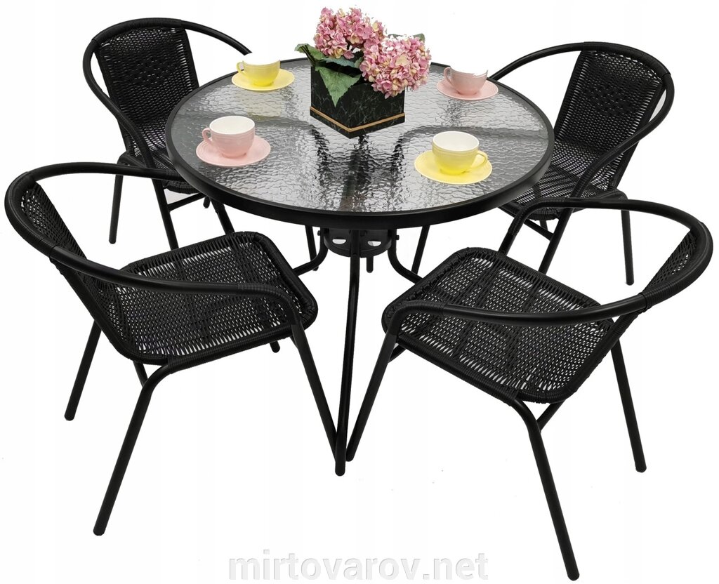 Комплект садових меблів Jumi Bistro-4 круглий стіл від компанії Мір товарів - фото 1