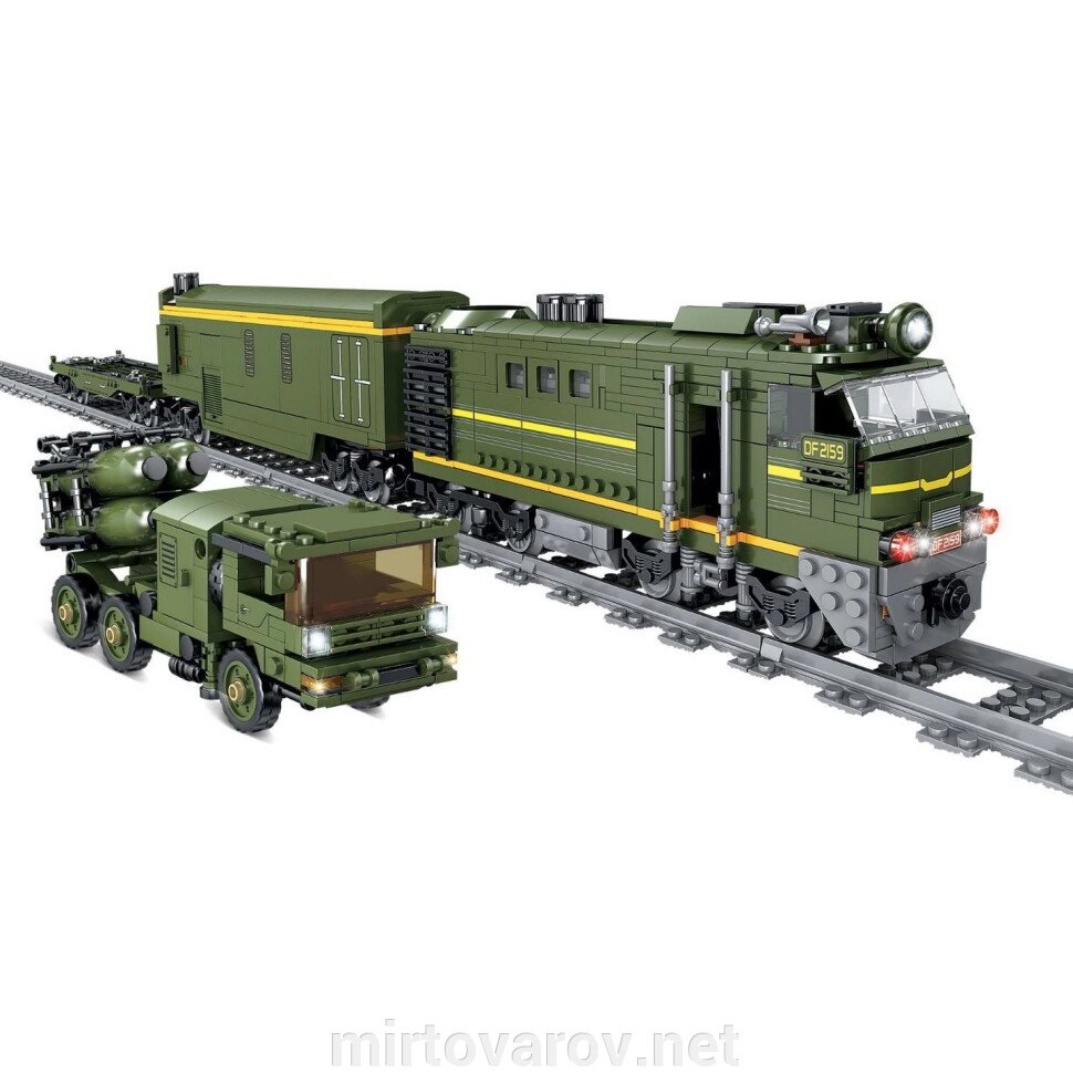 Конструктор на р/у "Поїзд DF2159 з рейками" ZIPP Toys 98252 Військовий поїзд 1123 деталі (на радіокеруванні) від компанії Мір товарів - фото 1