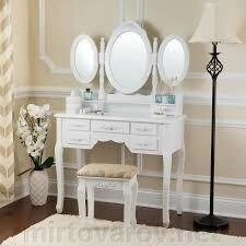 Косметичний столик із пуфиком і дзеркалом трюмо туалетний столик стіл від компанії Мір товарів - фото 1