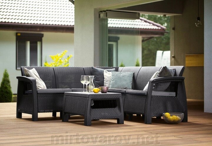 Кутовий диван і столик садові меблі еко-ротанг Corfy Relax Set від компанії Мір товарів - фото 1