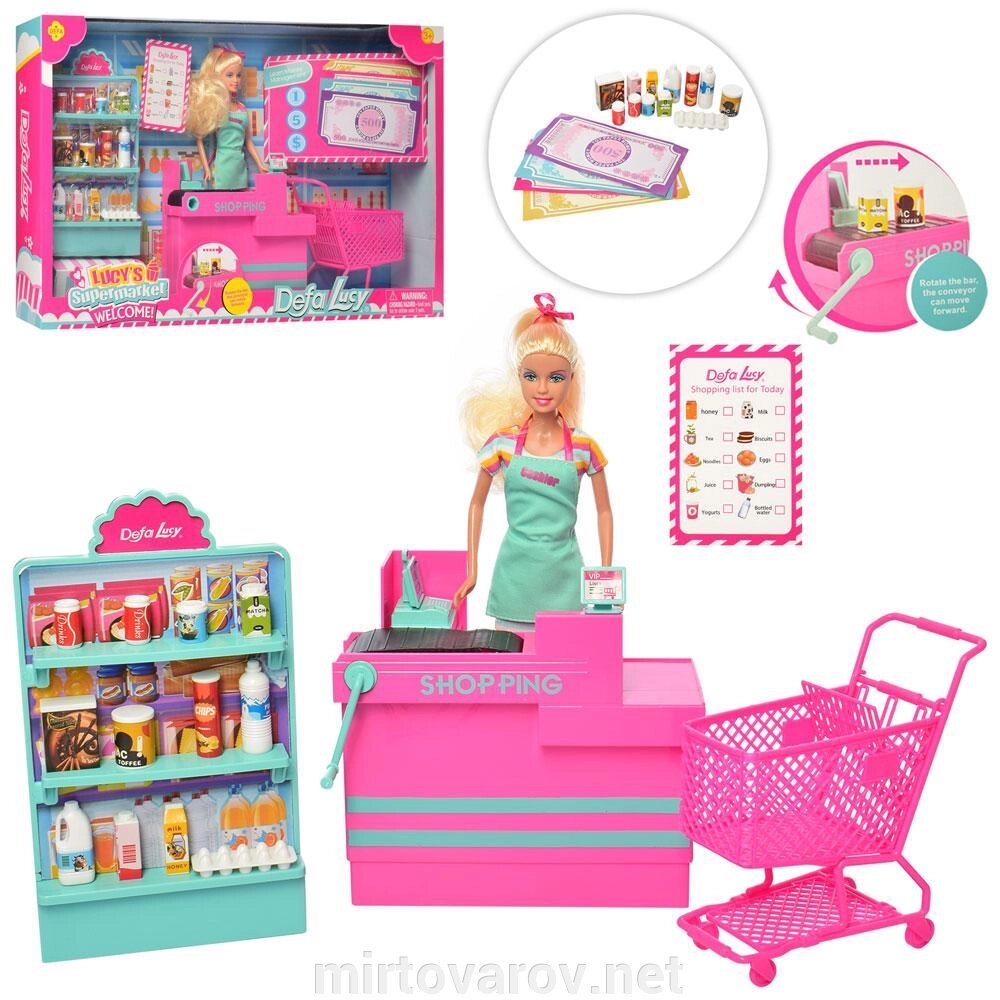 Лялька для дівчинки DEFA 8430-BF "Магазин" з прилавком і візком ** від компанії Мір товарів - фото 1