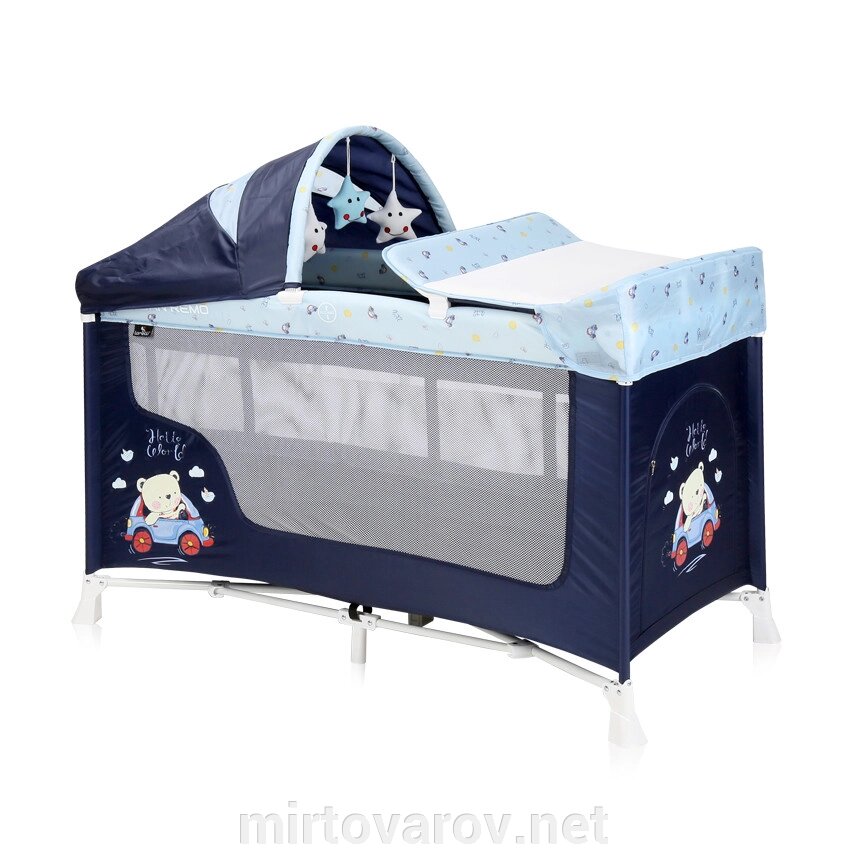 Манеж-ліжко ігровий Lorelli San Remo 2L Plus Blue Bear синій від компанії Мір товарів - фото 1