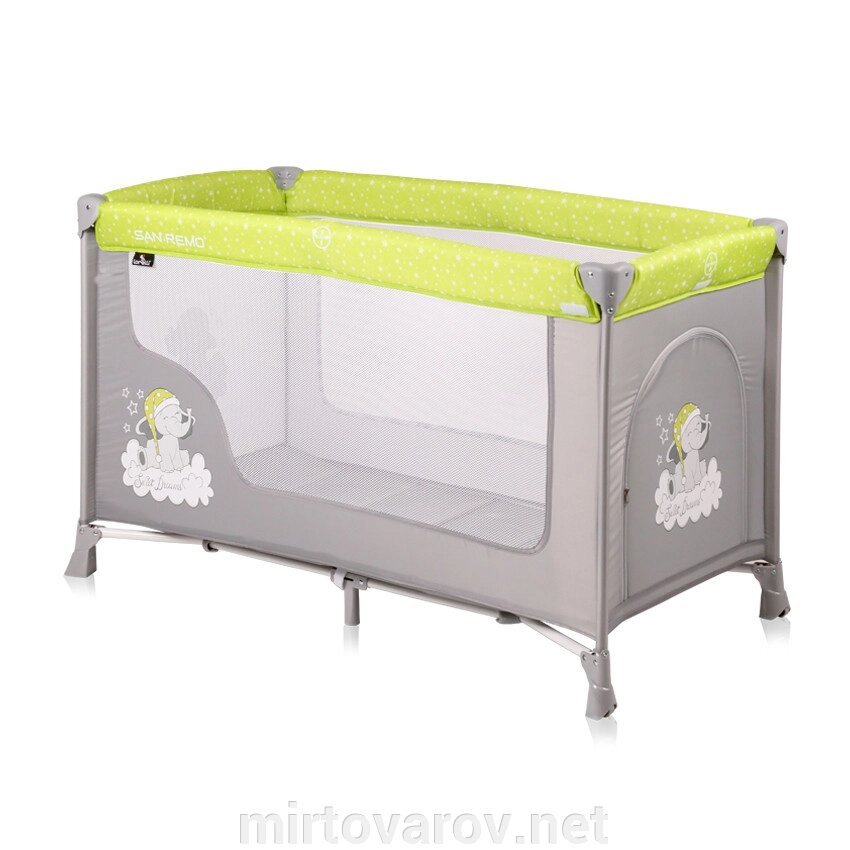 Манеж-ліжко Lorelli SAN REMO 1L Green Grey Elephants сірий від компанії Мір товарів - фото 1