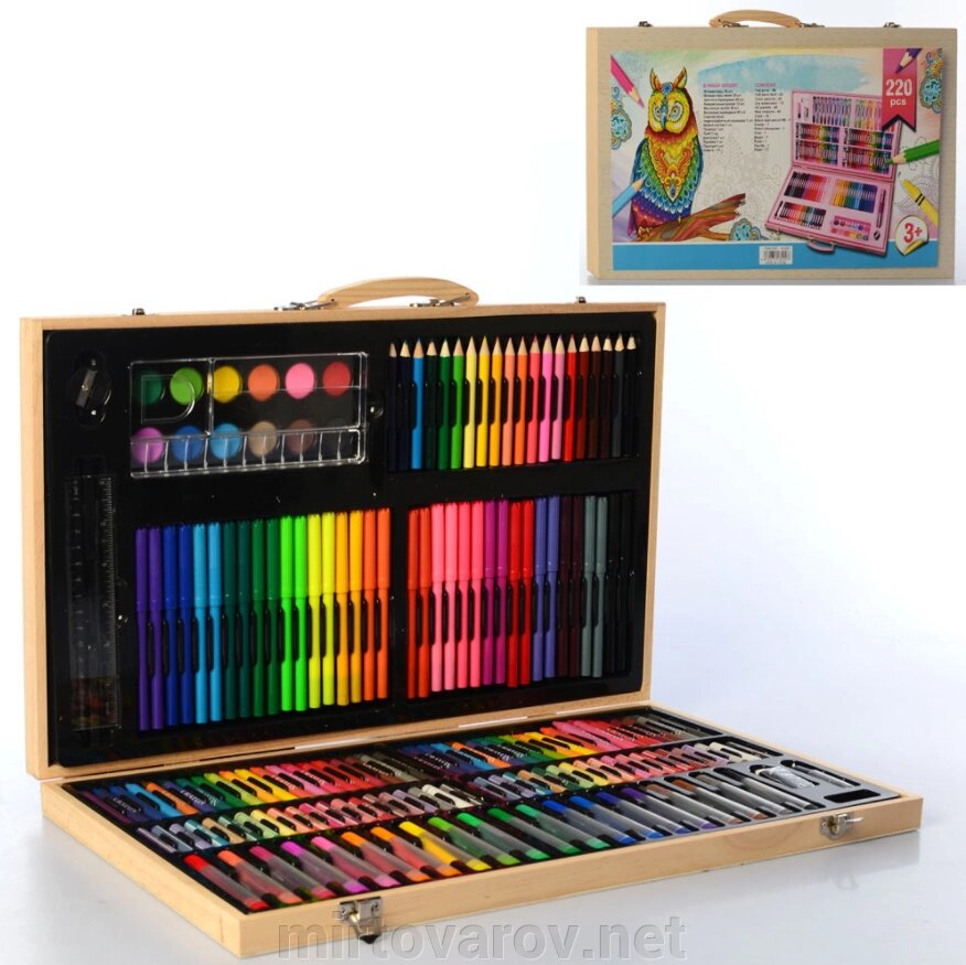 Набір для творчості MK 4534 олівці, акварельні фарби, фломастери і крейди у валізі** від компанії Мір товарів - фото 1
