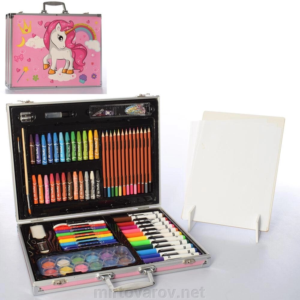 Набір для творчості MK 4537-1 олівці, акварельні фарби, фломастери і крейди у валізі** від компанії Мір товарів - фото 1