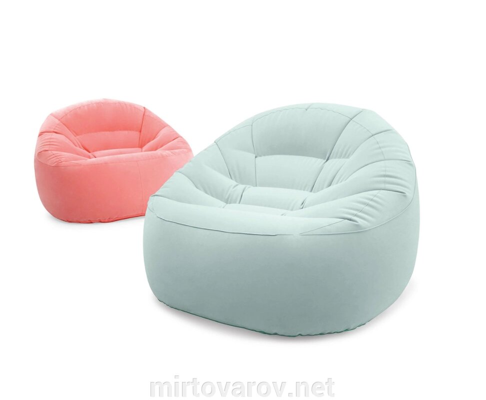 Надувне крісло велюрове-мішок Intex 68590 в двох кольорах: рожеве і блакитне** від компанії Мір товарів - фото 1