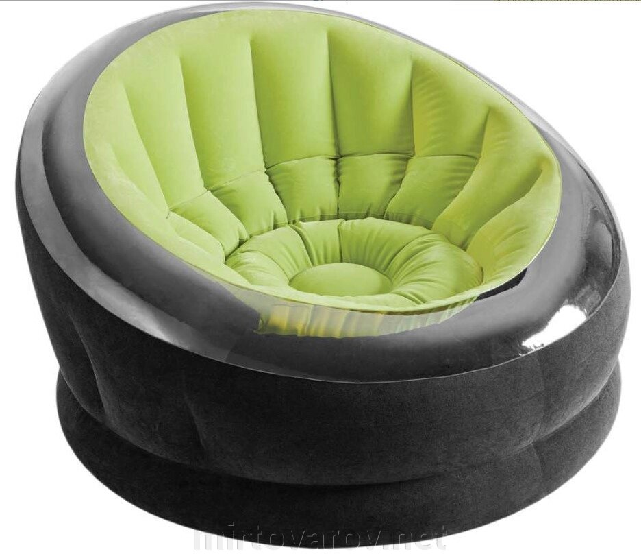 Надувне велюрове крісло Intex 68581 Розмір 112-109-69см Зелене від компанії Мір товарів - фото 1
