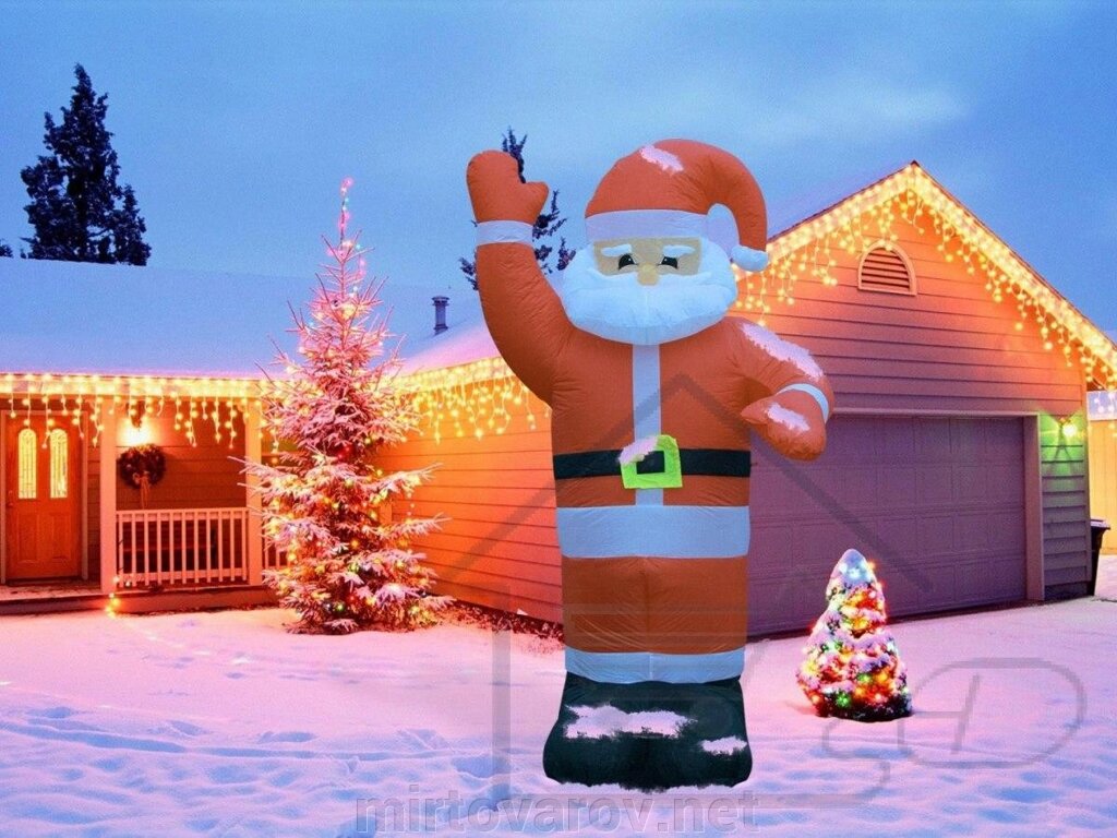 Надувний Дід Мороз LED висота 180 см величезний Санта Клаус від компанії Мір товарів - фото 1