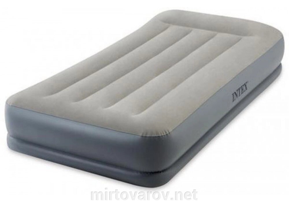 Надувний велюровий матрац ліжко INTEX 64116 з вбудованим насосом** від компанії Мір товарів - фото 1