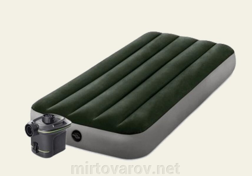 Надувний велюровий матрац-ліжко Intex 64777 зелене** від компанії Мір товарів - фото 1