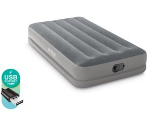 Надувний велюровий матрац-ліжко Intex 64112 Односпальний Розмір 191-99-30 см із вбудованим USB-насосом