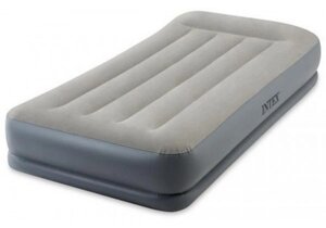 Надувний велюровий матрац ліжко INTEX 64116 з вбудованим насосом