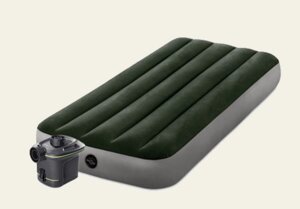 Надувний велюровий матрац-ліжко Intex 64777 зелене
