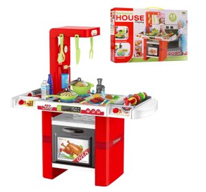 Дитячий ігровий набір інтерактивна кухня велика 8759 червона плита посуд продукти духовка мийка звук, світло**