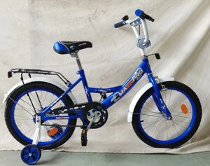 Двоколісний дитячий велосипед 14 дюймів MAXXPRO-N14-6 з доповнювач. колесами/для хлопчика синій